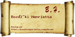 Bozóki Henrietta névjegykártya
